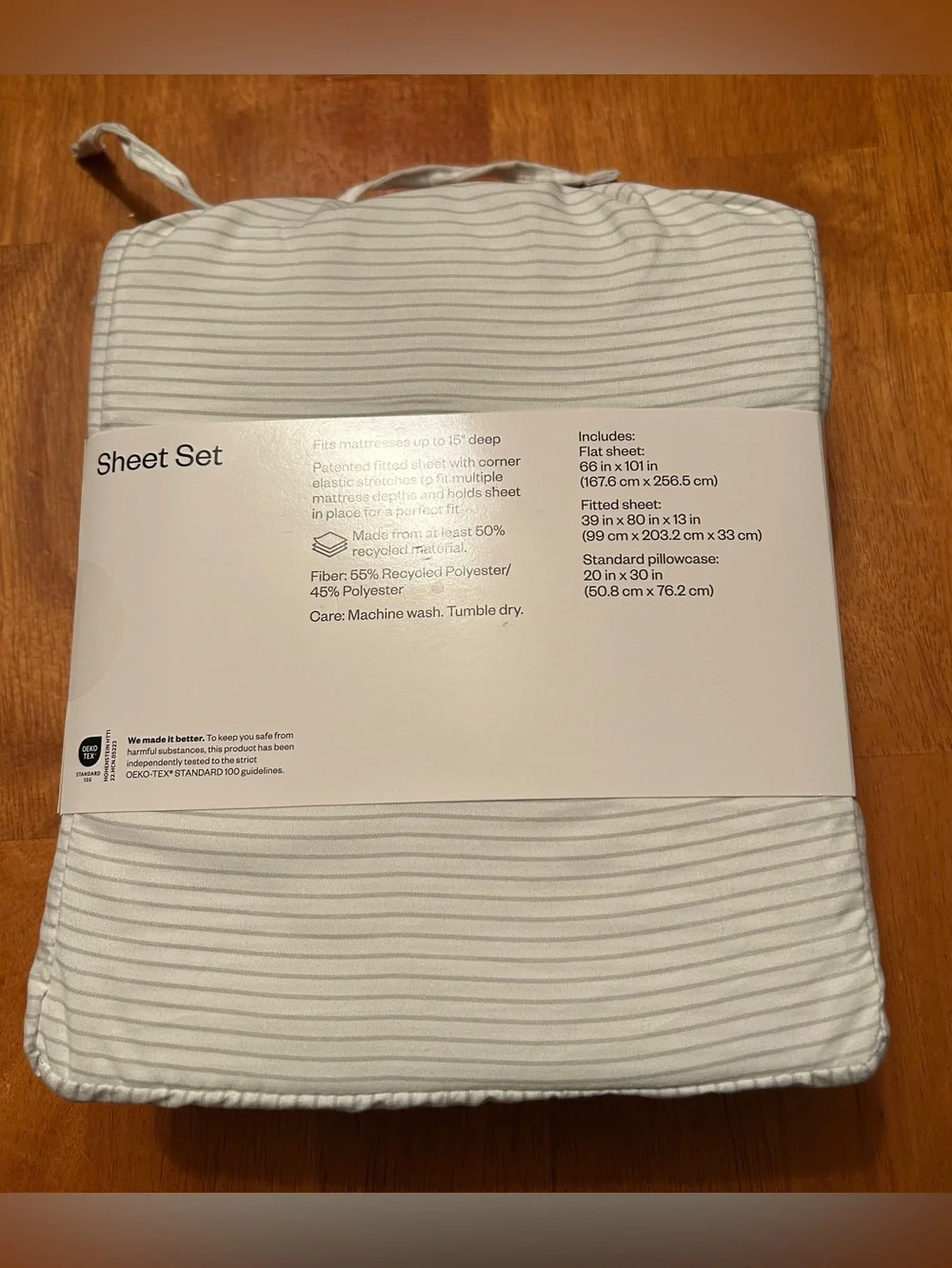 Room Essentials Twin/Twin XL Sheet Set Light Gray Pinstripes